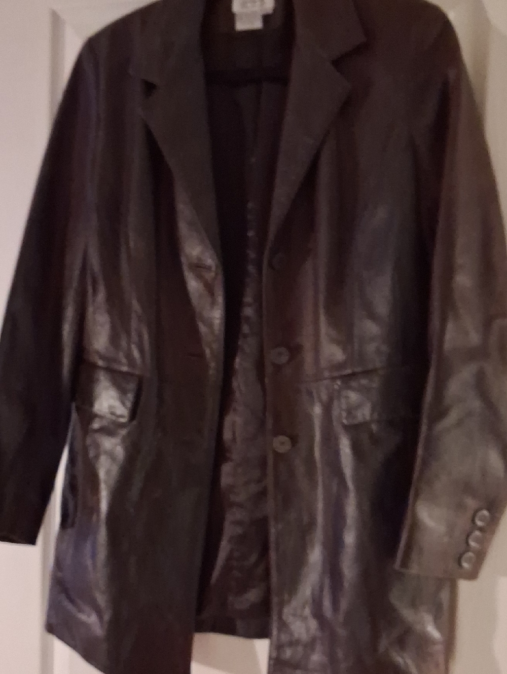 Women's Brown Leather Blazer Jacket